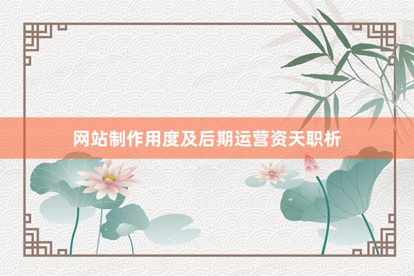 网站制作用度及后期运营资天职析