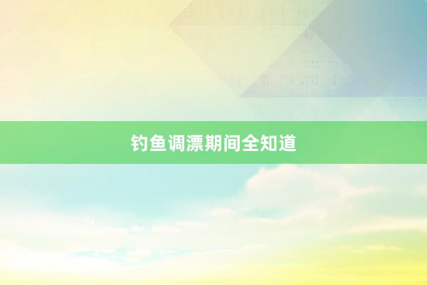 钓鱼调漂期间全知道